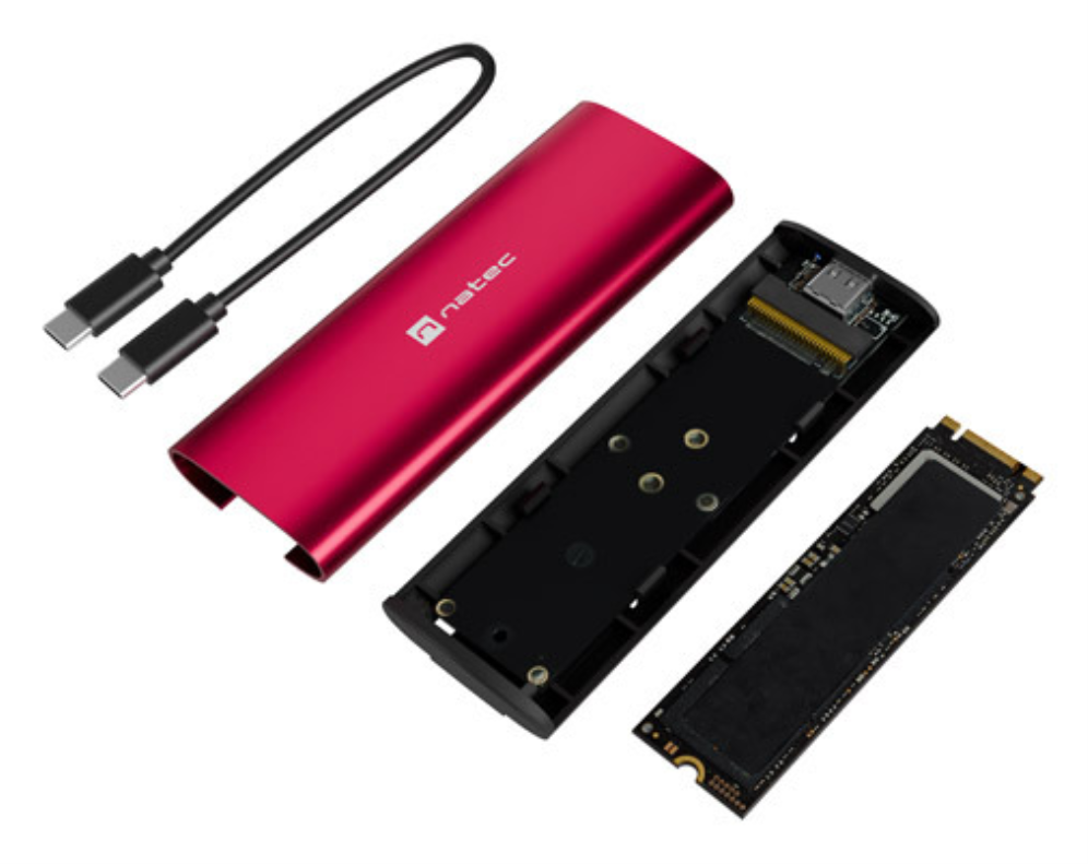 CARCASA SSD NATEC RHINO M.2 NVME LITE USB-C 3.2 GEN 2 ROJO RUBI - detalle