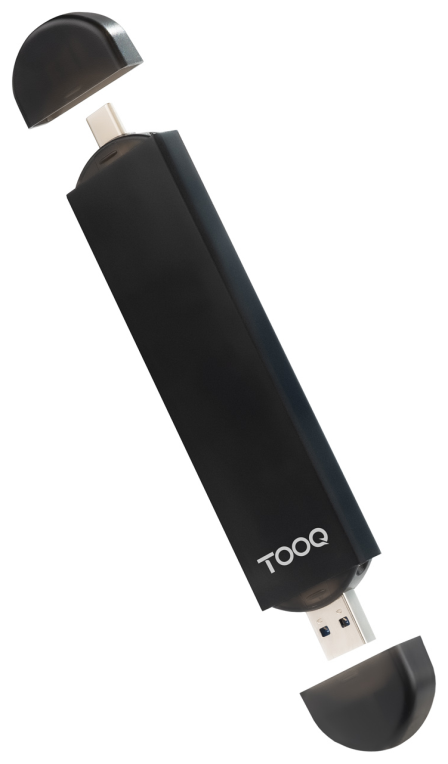 TooQ Caja Externa USB-C/M + USB-A/M para SSD M.2 NGFF/NVMe. Negra