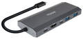 TooQ Caja externa para SSD M.2 NGFF/NVMe + HUB USB 3.2 Gen2 con 1xUSB-C/PD + 2xUSB-A + USB-C + HDMI. Gris