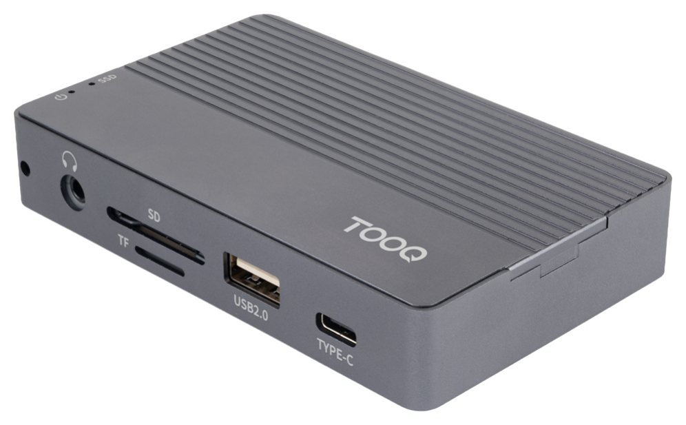 TooQ Caja externa para SSD M.2 NVMe/SATA + HUB USB-C 3.2 Gen2 con 2x USB-A 3.1 + 1x USB-A 2.0 + USB-C 3.2 Gen2 + HDMI 2.