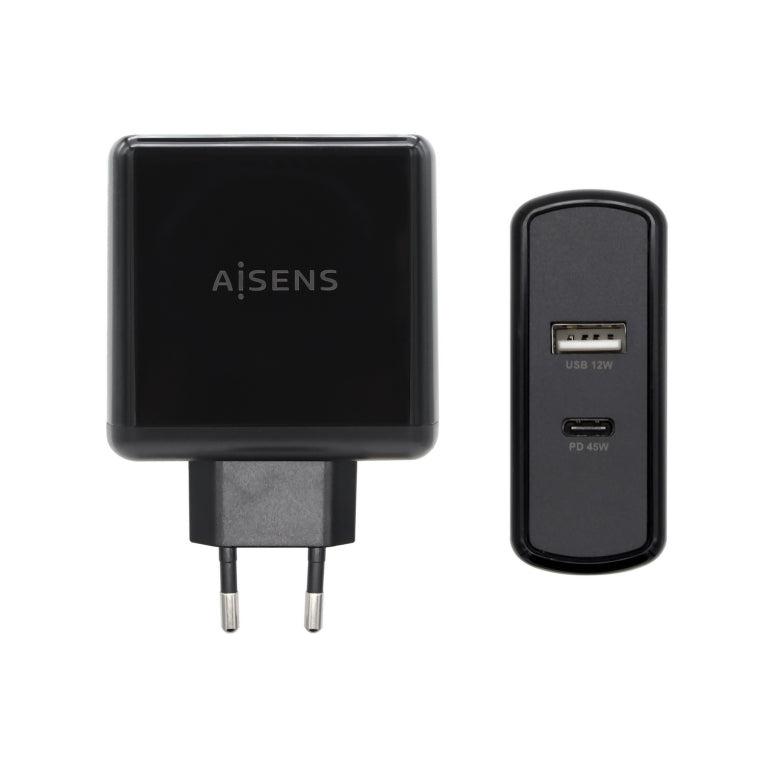 AISENS ASCH-2PD45A-BK cargador de dispositivo móvil GPS. Mando para videojuegos. MP3. MP4. Teléfono móvil. Portátil. Smartphone. Tableta Negro Corriente alterna Carga rápida Interior