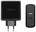 CARGADOR 57W AISENS 1xUSB-C PD3.0 45W 1xUSB-A 5V 2.4A 12W NEGRO