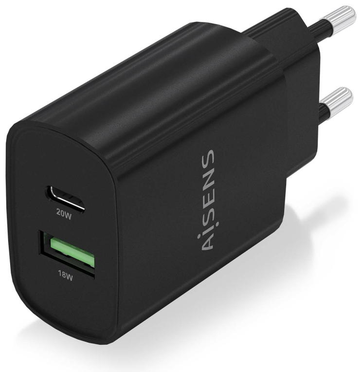 CARGADOR AISENS 20W 1XUSB-C PD3.0 1XUSB-A QC3.0 NEGRO - detalle