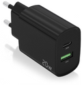 CARGADOR AISENS 20W 1XUSB-C PD3.0 1XUSB-A QC3.0 NEGRO