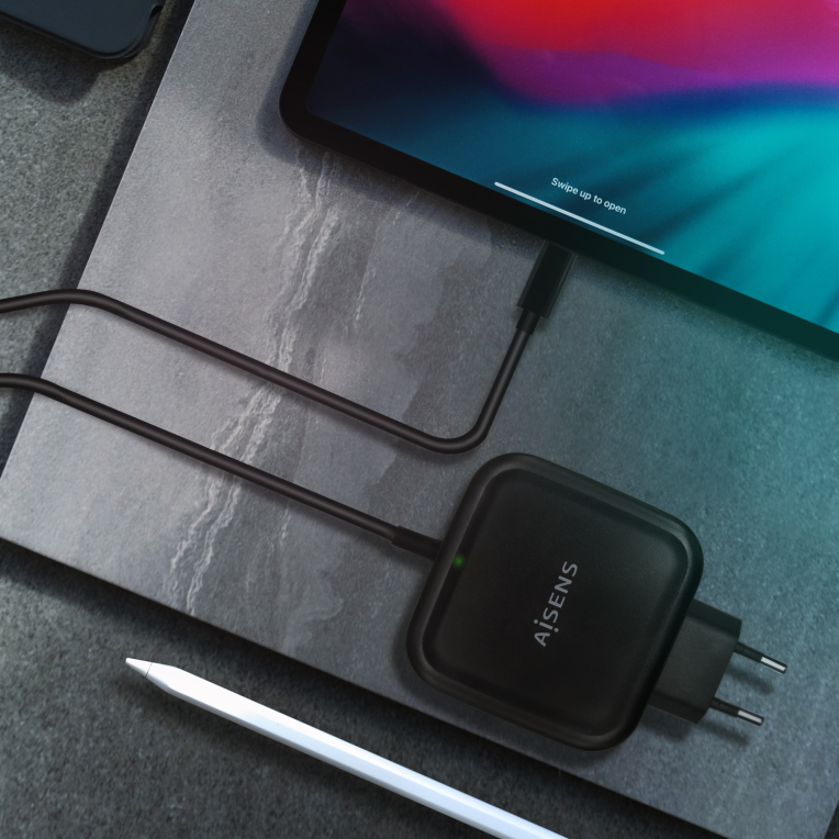 CARGADOR AISENS 65W PD3.0 QC3.0 1XUSB-C 1.2M NEGRO - detalle