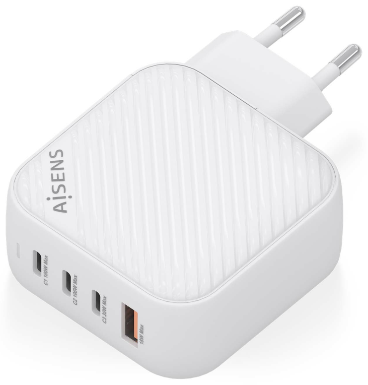 CARGADOR AISENS GAN 100W 3XUSB-C PD3.0 QC4.0 1XUSB-A QC3.0 BLANCO - detalle