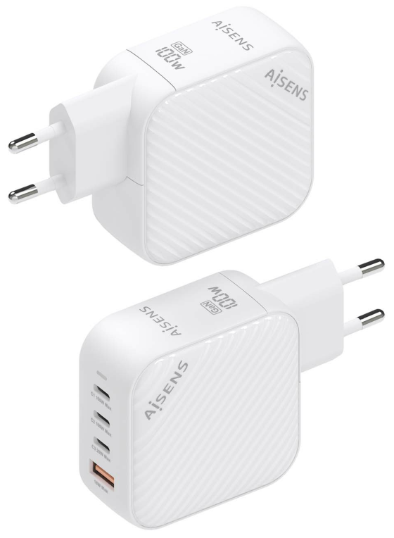 CARGADOR AISENS GAN 100W 3XUSB-C PD3.0 QC4.0 1XUSB-A QC3.0 BLANCO - detalle