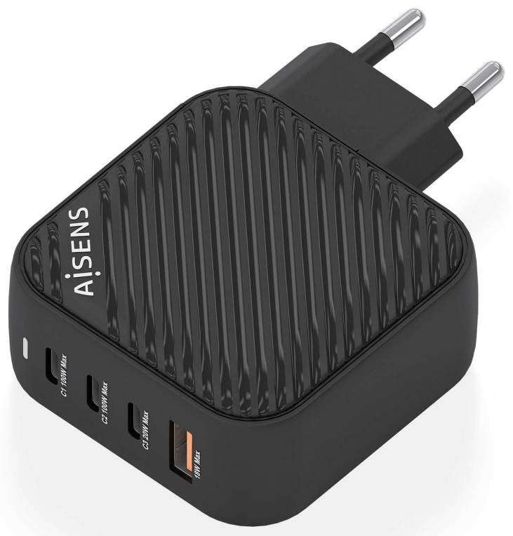 CARGADOR AISENS GAN 100W 3XUSB-C PD3.0 QC4.0 1XUSB-A QC3.0 NEGRO - detalle