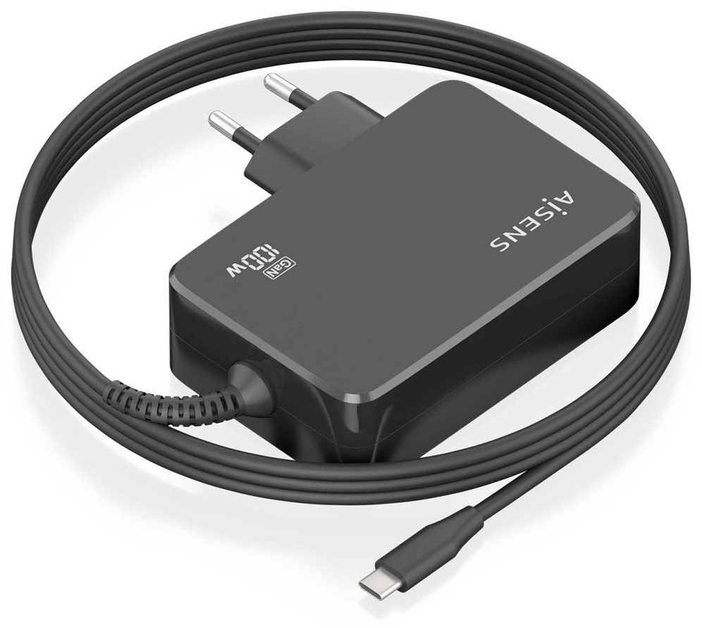 CARGADOR AISENS GAN 100W PD3.0 1XUSB-C 1.8M NEGRO - detalle