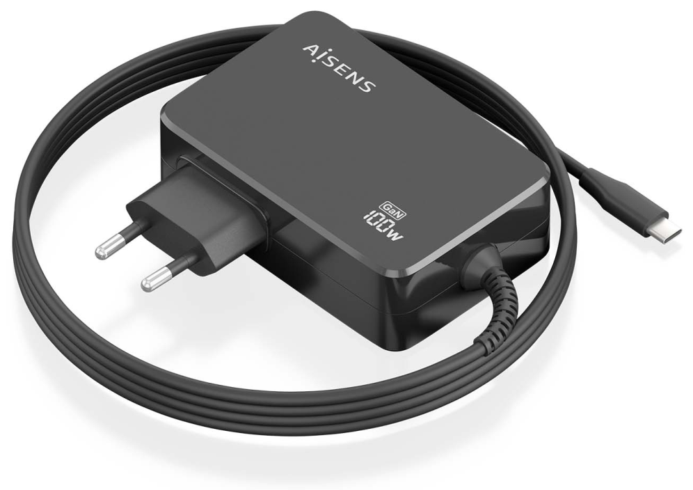 CARGADOR AISENS GAN 100W PD3.0 1XUSB-C 1.8M NEGRO
