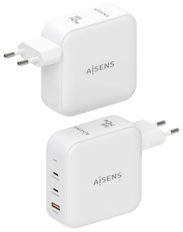 CARGADOR AISENS GAN 140W 2XUSB-C PD3.1 QC4.0 1XUSB-A QC3.0 BLANCO - detalle