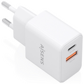 AISENS Cargador GaN 20W. 1xUSB-C PD3.0. 1xUSB-A QC3.0. Blanco