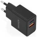 AISENS Cargador GaN 20W. 1xUSB-C PD3.0. 1xUSB-A QC3.0. Negro