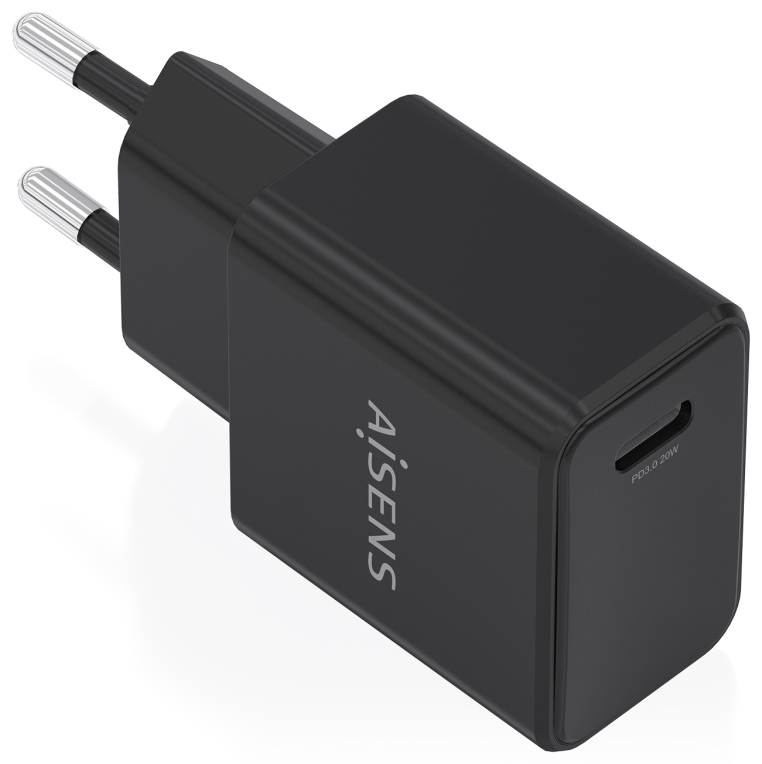 AISENS Cargador GaN USB-C PD3.0 1xUSB-C 20W. Negro