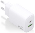 CARGADOR AISENS GAN 25W, 1XUSB-C PD3.0, 1XUSB-A QC3.0, BLANCO
