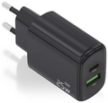 CARGADOR AISENS GAN 25W, 1XUSB-C PD3.0, 1XUSB-A QC3.0, NEGRO