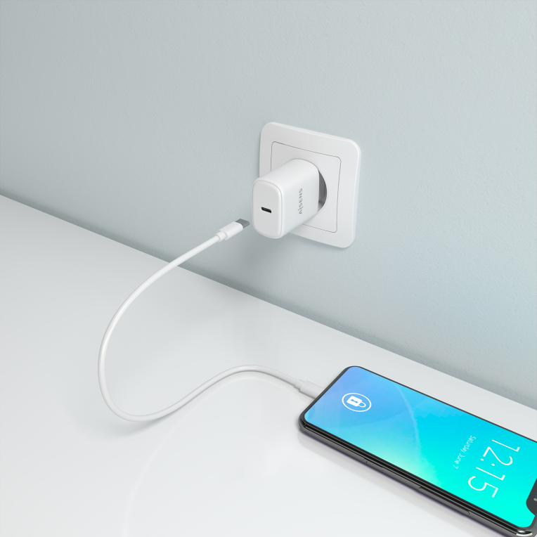 CARGADOR AISENS GAN 30W 1XUSB-C PD3.0 BLANCO - detalle