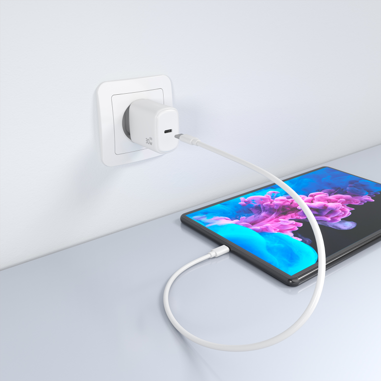 CARGADOR AISENS GAN 30W 1XUSB-C PD3.0 BLANCO - detalle