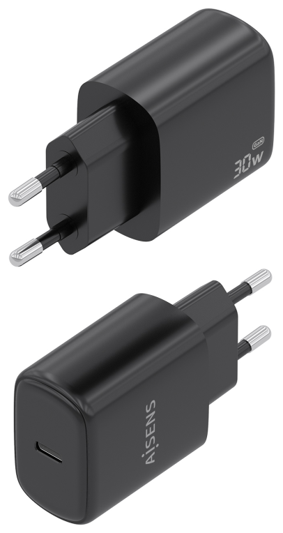 CARGADOR AISENS GAN 30W 1XUSB-C PD3.0 NEGRO - detalle
