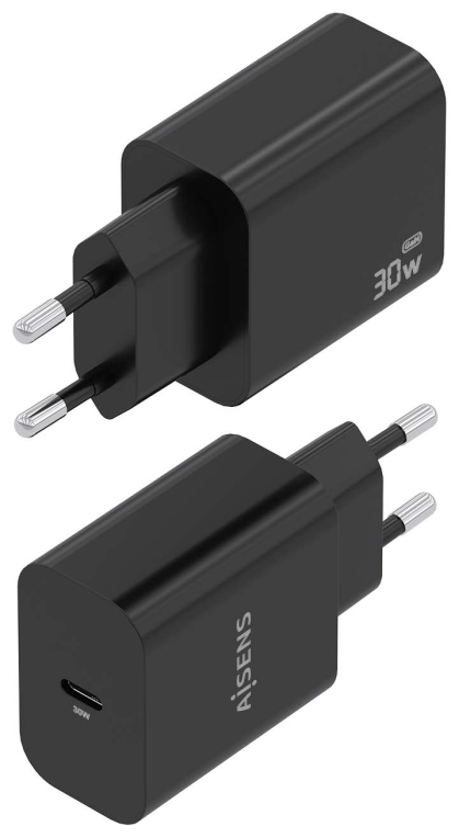 CARGADOR AISENS GAN 30W 1XUSB-C PD3.0 NEGRO - detalle