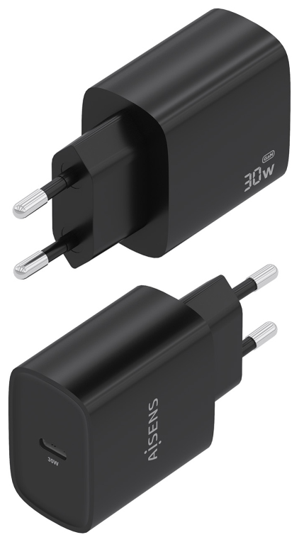 CARGADOR AISENS GAN 30W 1XUSB-C PD3.0 NEGRO - detalle