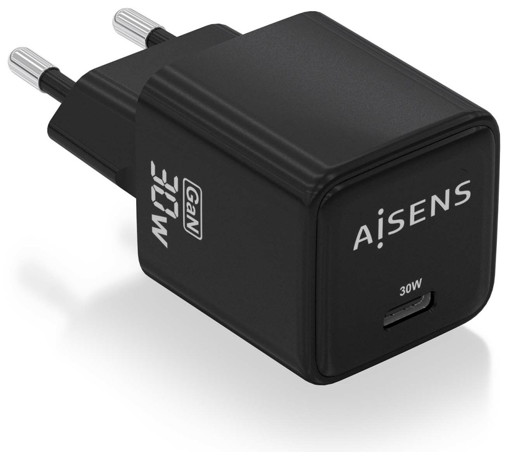 CARGADOR AISENS GAN 30W 1XUSB-C PD3.0 QC4.0 NEGRO