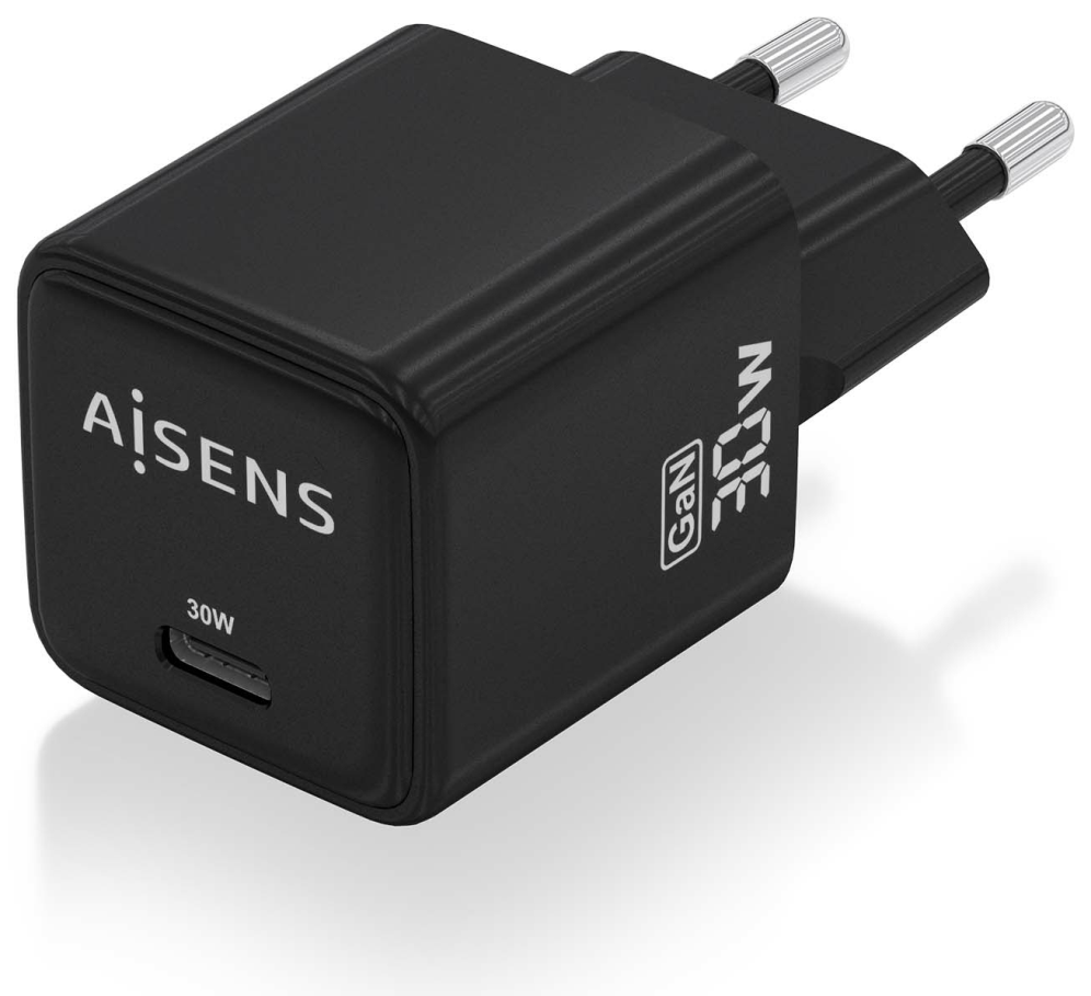 CARGADOR AISENS GAN 30W 1XUSB-C PD3.0 QC4.0 NEGRO - detalle