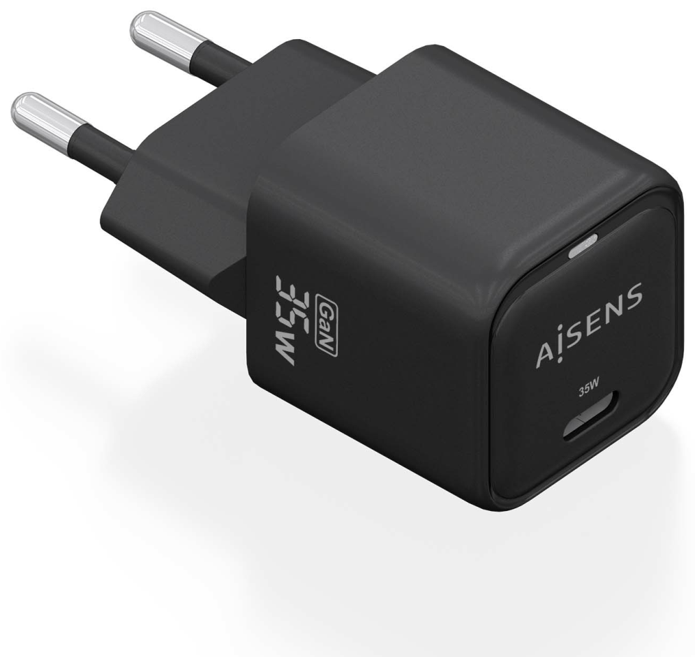 CARGADOR AISENS GAN 35W 1XUSB-C PD3.0 QC4.0 NEGRO