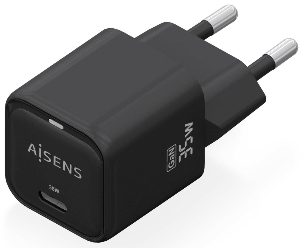 CARGADOR AISENS GAN 35W 1XUSB-C PD3.0 QC4.0 NEGRO - detalle