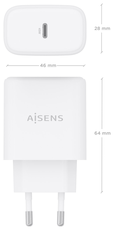 CARGADOR AISENS GAN 45W,1XUSB-C PD3.0 BLANCO - detalle