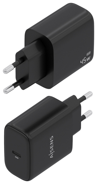 CARGADOR AISENS GAN 45W 1XUSB-C PD3.0 NEGRO - detalle