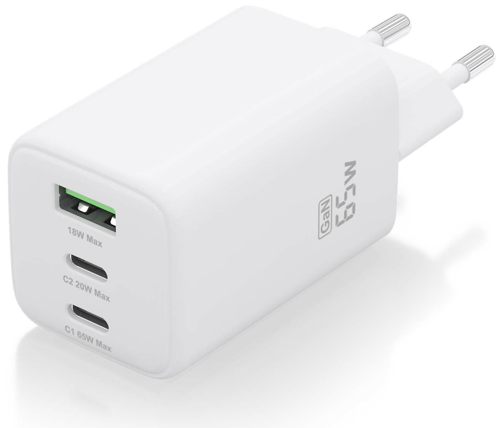 CARGADOR AISENS GAN 65W 2XUSB-C PD3.0 QC4.0 1XUSB-A QC3.0 BLANCO - detalle