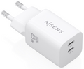 AISENS Cargador GaN 65W. 2xUSB-C PD3.0 QC4.0. Blanco