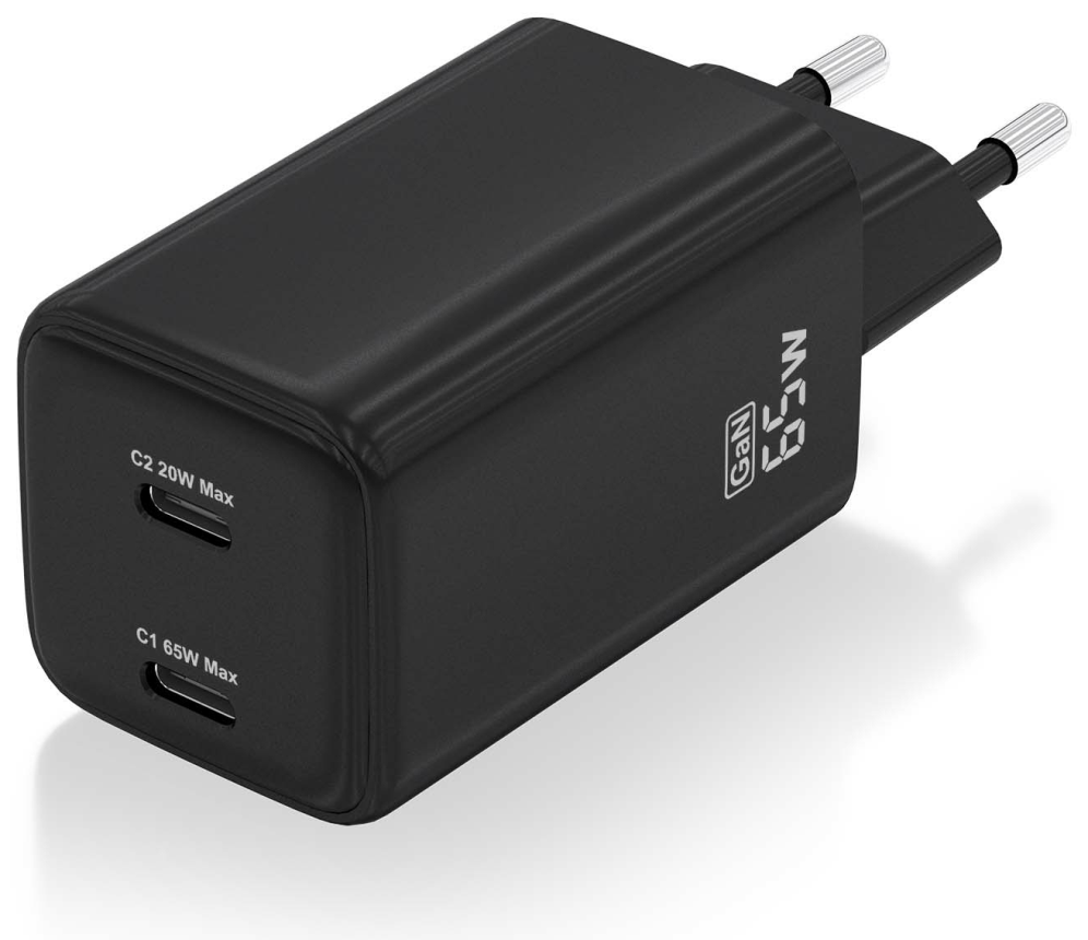 CARGADOR AISENS GAN 65W 2XUSB-C PD3.0 QC4.0 NEGRO - detalle