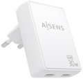 CARGADOR AISENS GAN PARED ULTRA DELGADO 30W 2XUSB-C PD3.0 QC4.0 BLANCO