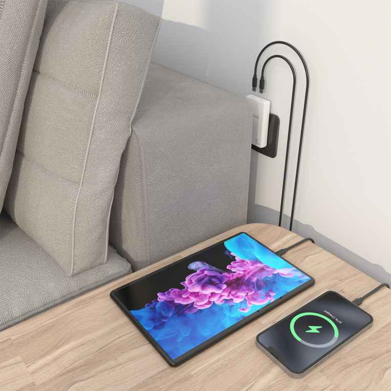 CARGADOR AISENS GAN PARED ULTRA DELGADO 65W 2XUSB-C PD3.0 QC4.0 BLANCO - detalle
