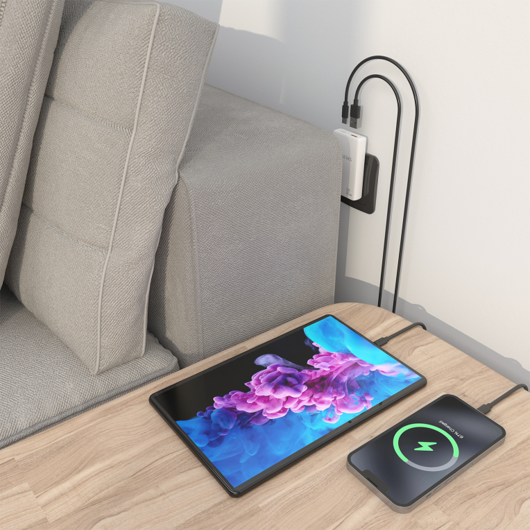 CARGADOR AISENS GAN PARED ULTRA DELGADO 65W USB-C PD3.0 QC4.0 USB-A QC3.0 - detalle
