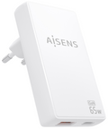 CARGADOR AISENS GAN PARED ULTRA DELGADO 65W USB-C PD3.0 QC4.0 USB-A QC3.0