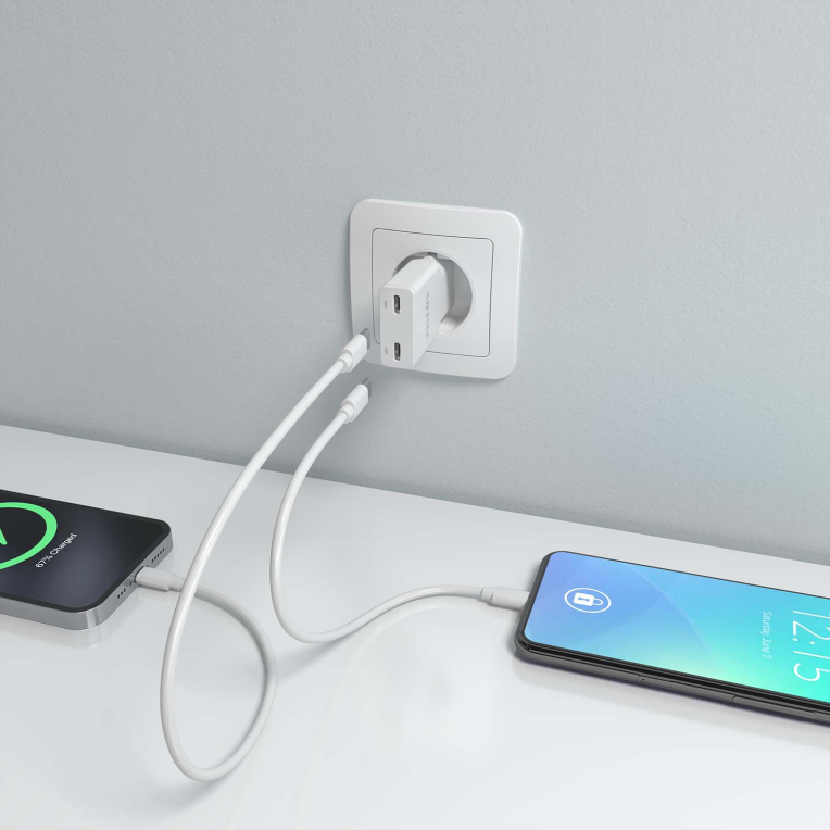 CARGADOR AISENS GAN ULTRA DELGADO 30W 2XUSB-C PD3.0 QC4.0 BLANCO - detalle