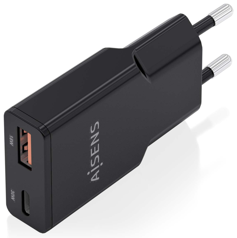 CARGADOR AISENS GAN ULTRA DELGADO 30W USB-C PD3.0 QC4.0 USB-A QC3.0 - detalle