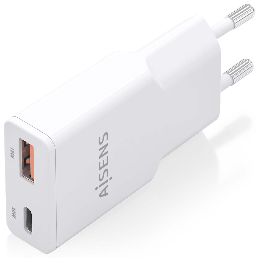 CARGADOR AISENS GAN ULTRA DELGADO 30W USB-C PD3.0 QC4.0 USB-A QC3.0 - detalle