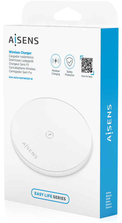 CARGADOR AISENS INALAMBRICO USB-C 15W PARA MOVIL BLANCO - detalle
