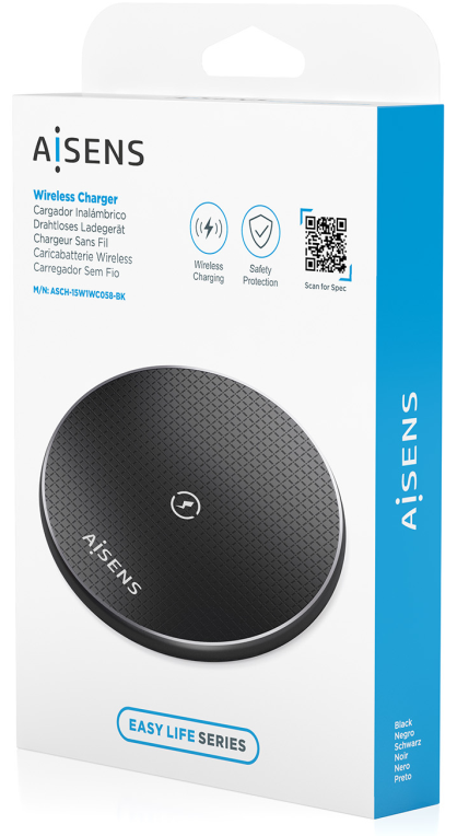 CARGADOR AISENS INALAMBRICO USB-C 15W PARA MOVIL NEGRO - detalle
