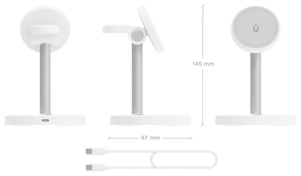 CARGADOR AISENS INALAMBRICO USB-C 3 EN 1 15W MOVIL APPLE WATCH AURICULARES - detalle