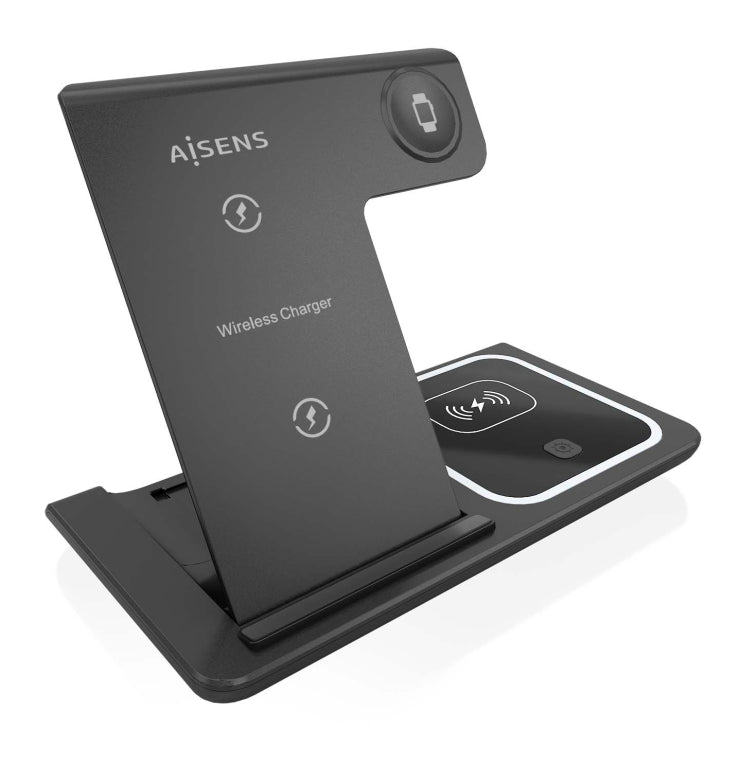 AISENS ASCH-15W3WC043-BK cargador de dispositivo móvil Auriculares. Teléfono móvil. Smartphone. Reloj inteligente Cargador inalámbrico Carga rápida Interior