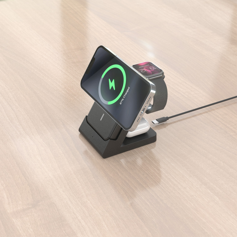 CARGADOR AISENS INALAMBRICO USB-C 4 EN 1 15W MOVIL APPLE WATCH AURICULARES - detalle