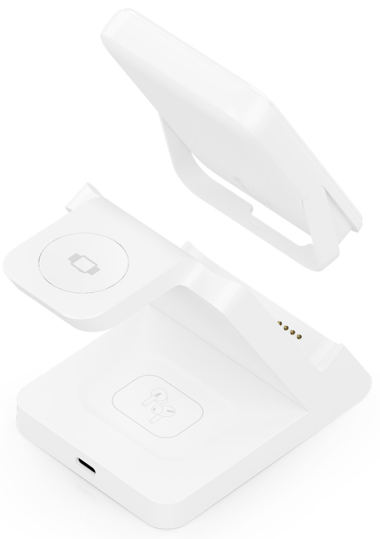 CARGADOR AISENS INALAMBRICO USB-C 4 EN 1 15W MOVIL APPLE WATCH AURICULARES - detalle