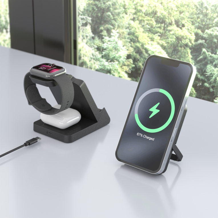 CARGADOR AISENS INALAMBRICO USB-C 4 EN 1 15W MOVIL APPLE WATCH AURICULARES - detalle