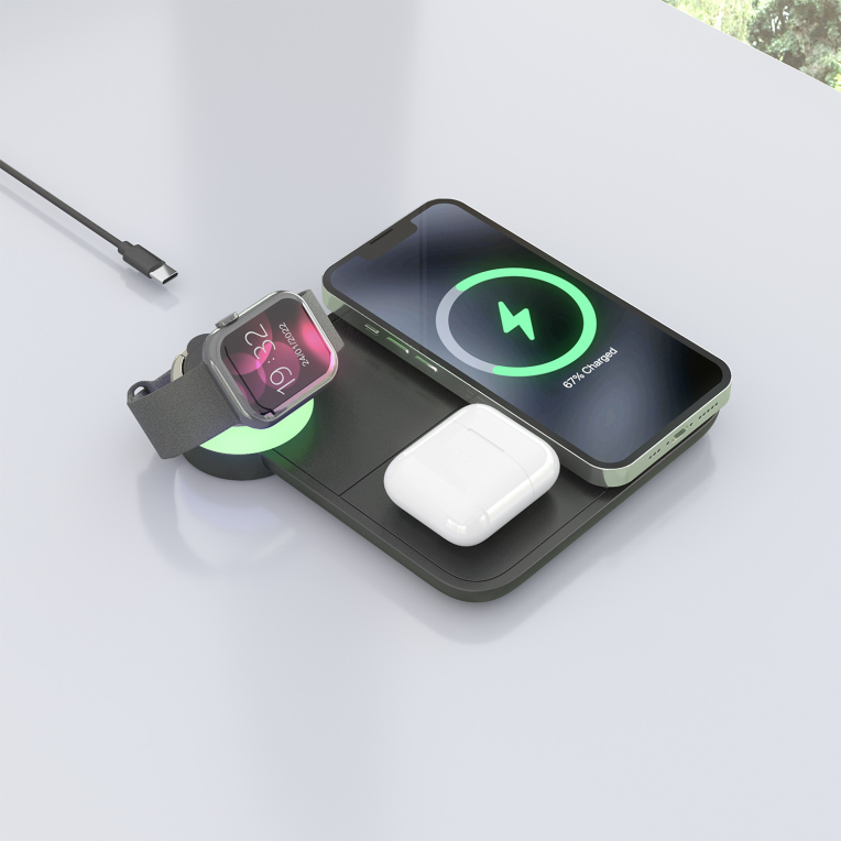 CARGADOR AISENS INALAMBRICO USB-C 4 EN 1 15W MOVIL APPLE WATCH AURICULARES - detalle