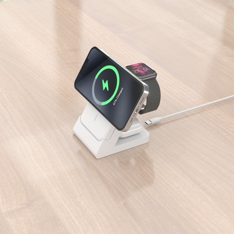 CARGADOR AISENS INALAMBRICO USB-C 4 EN 1 15W MOVIL APPLE WATCH AURICULARES - detalle